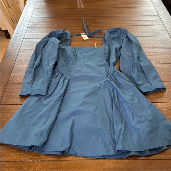 Anthropologie Long-Sleeve Square-Neck Poplin Mini Dress Size Small - Picture 4 of 15